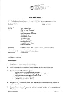 
Gemeinderatssitzung - Niederschrift
