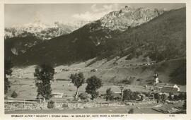 Neustift mit Blick zur Serles, Rote Wand und Kesselspitze