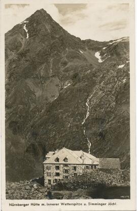 Nürnberger Hütte (2280m) mit innerer Wetterspitze und Simminger Jöchl