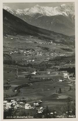 Blick aus dem Stubaital über Neder und Kampl nach Fulpmes und Telfes
