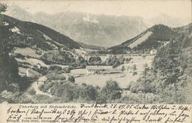 Grußkarte Unterberg mit Stefansbrücke and der Brennerbundesstraße Jahr 1905