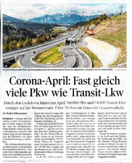 Corona im April: Verkehr auf der Brennerroute