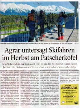Agrar untersagt Skifahren im Herbst am Patscherkofel