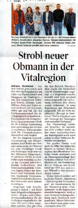 Strobl neuer Obmann in der Vitalregion