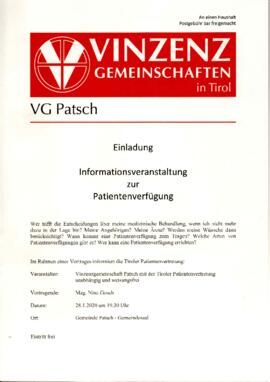 Einladung Informationsveranstaltung zur Patientenverfügung