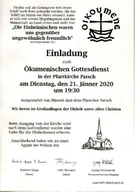 Einladung zum Ökumenischen Gottesdienst