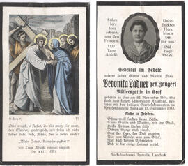 Ladner geb. Zangerl Veronika . Müllersgattin Graf 1933