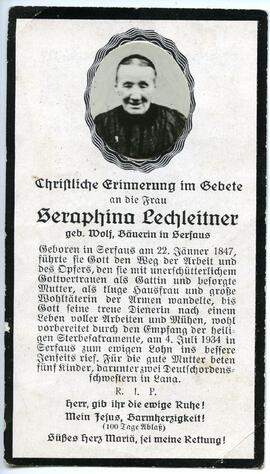 Seraphina Lechleitner, Rückseite