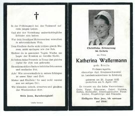 Katherina Wassermann geb. Brejla, Rückseite