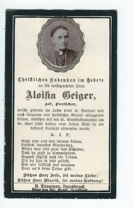 Aloisia Geiger geb. Purtscher