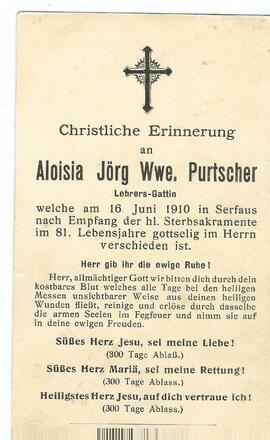 Aloisia Jörg Wwe. Purtscher, Lehrers-Gattin 2