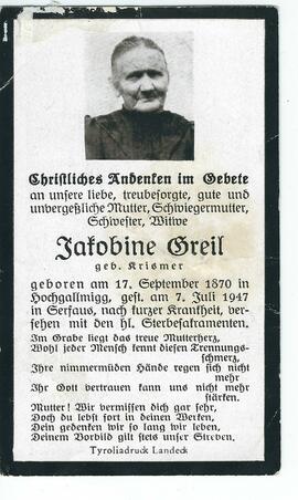 Jakobine Greil geb. Krismer 2