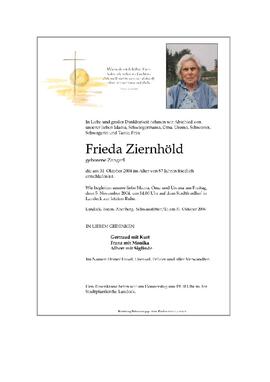 Sterbebild Ziernhöld Frieda