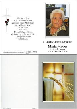 Sterbebild Mader Maria