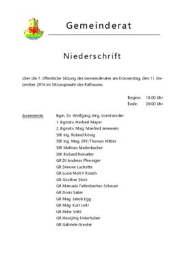 Gemeinderatsprotokoll 7/14