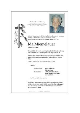 Sterbebild Miemelauder Ida