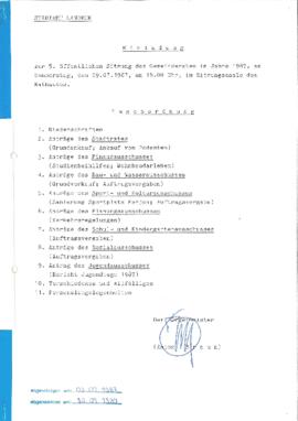 Gemeinderatsprotokoll 5/87