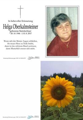 Sterbebild Oberklammersteiner Helga