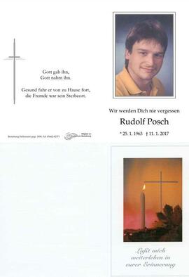 Sterbebild Posch Rudolf