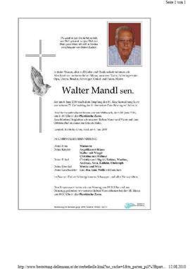 Sterbebild Mandl Walter