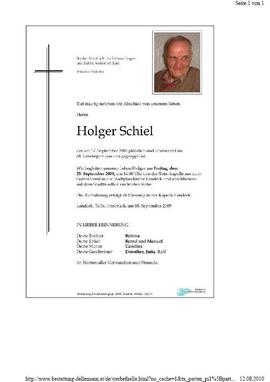 Sterbebild Schiel Holger