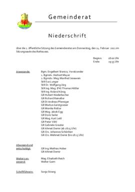 Gemeinderatsprotokoll 1/11
