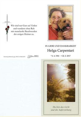 Sterbebild Carpentari Helga