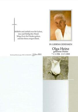 Sterbebild Heinz Olga