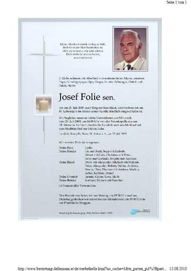 Sterbebild Folie Josef sen.