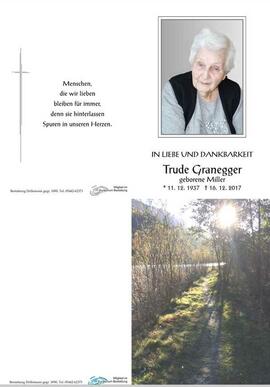 Sterbebild GRanegger Trude