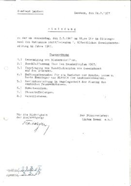 Gemeinderatsprotokoll 1/67