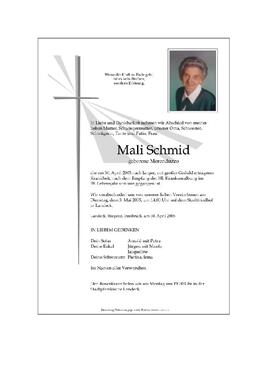 Sterbebild Schmid Mali
