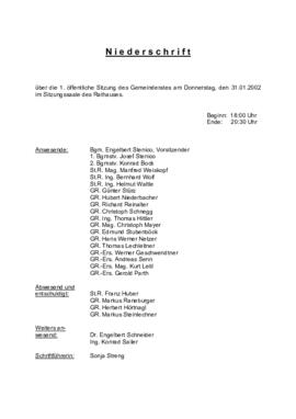 Gemeinderatsprotokoll 1/02