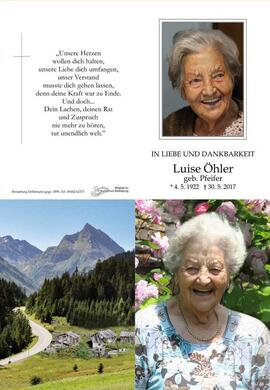 Sterbebild Öhler Luise