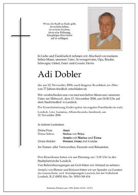 Sterbebild Dobler Adi