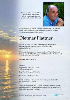 Sterbebild Plattner Dietmar