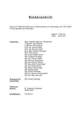 Gemeinderatsprotokoll 6/03