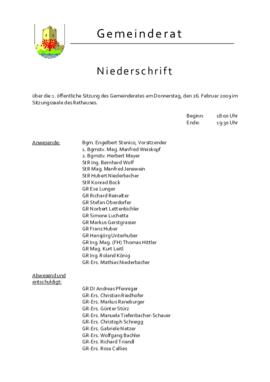 Gemeinderatsprotokoll 1/09