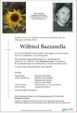 Sterbebild Bazzanella Wilfried