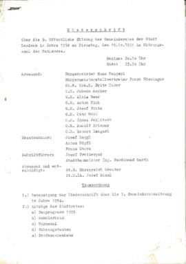 Gemeinderatsprotokoll 9/54
