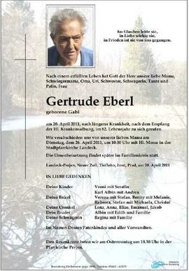 Sterbebild Eberl Gertrude