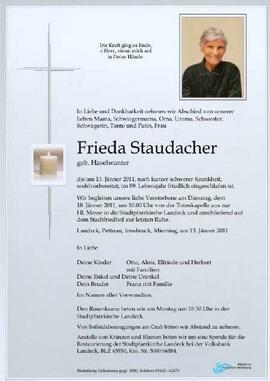 Sterbebild Staudacher Frieda