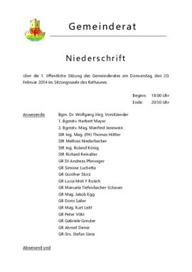 Gemeinderatsprotokoll 1/14