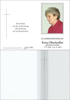 Sterbebild Oberkofler Erna