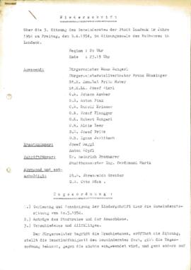 Gemeinderatsprotokoll 3/54