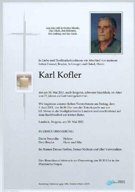 Sterbebild Kofler Karl