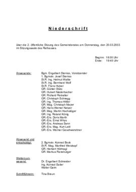 Gemeinderatsprotokoll 2/03