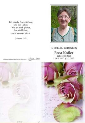 Sterbebild Kofler Rosa