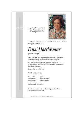 Sterbebild Hasslwanter Fritzi