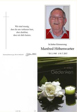 Sterbebild Höhenwarter Manfred